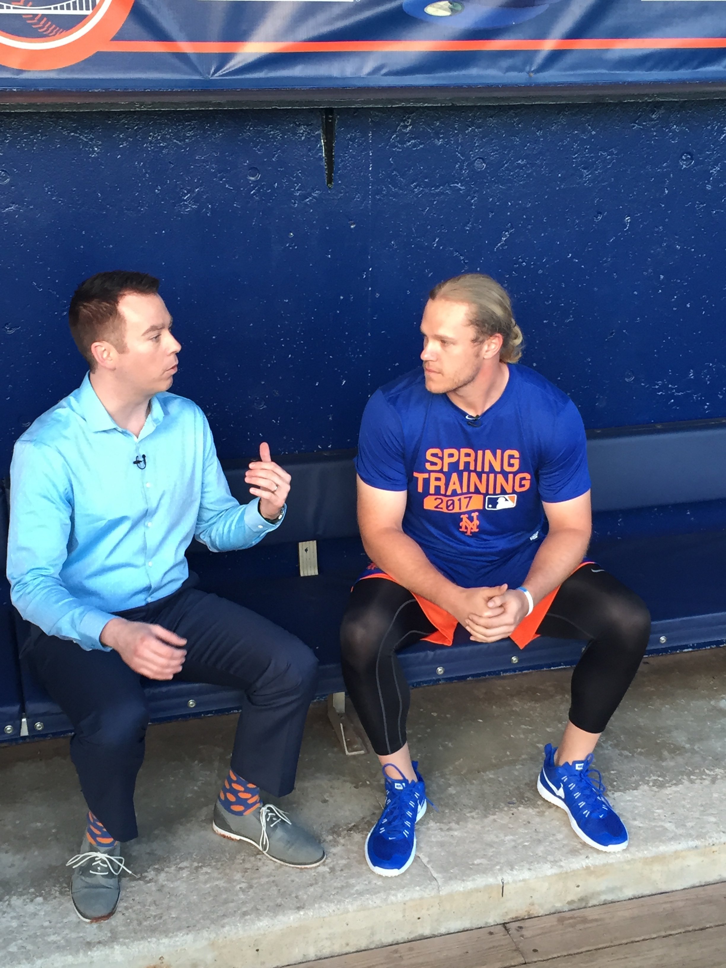 Randy Scott with Noah Syndergaard at the Met's training facility in Florida. (Shawn Fitzgerald/ESPN)