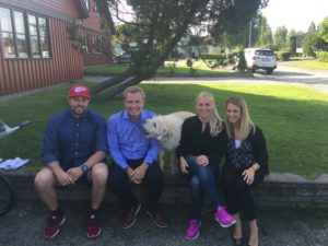 (L-R) Mikael Lindnord, Tom Rinaldi, Arthur, Helena Lindnord, Kristen Lappas in Sweden during the shooting of “Arthur.” (Photo courtesy Kristen Lappas)