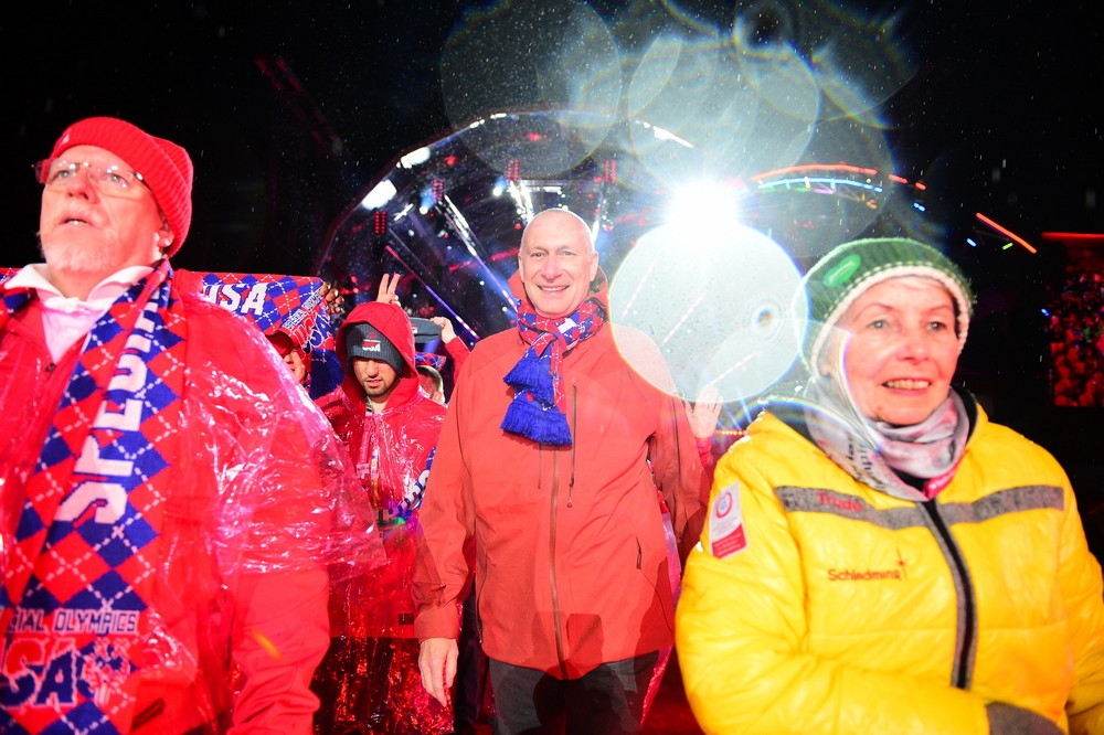 John Skipper and The United States during the Opening Ceremony for the 2017 Special Olympics World Winter Games (Kohjiro Kinno/ESPN Images)