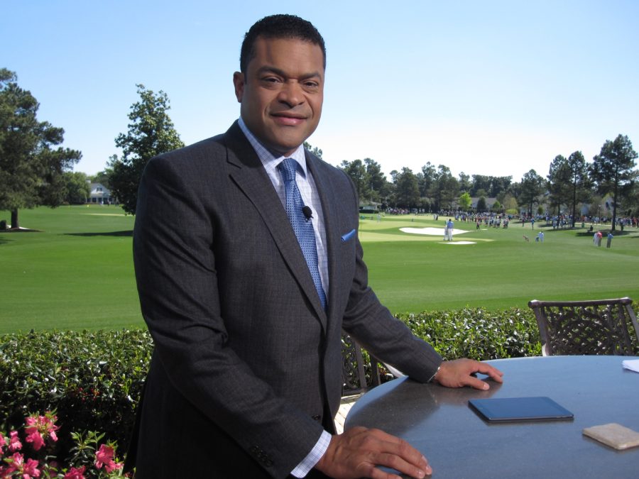 SportsCenter anchor Michael Eaves at the Masters Tournament (Andy Hall/ESPN)