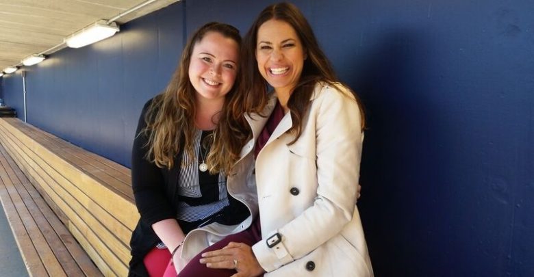 Photo of “Team Player”: Jessica Mendoza with Kelly Carey