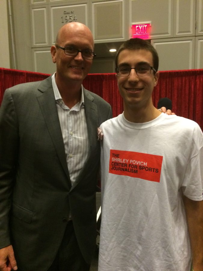 University of Maryland student Liam Beatus and Scott Van Pelt at an event at the school. (Courtesy Liam Beatus)