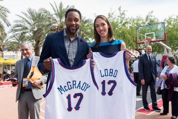ESPN analysts Tracy McGrady and Rebecca Lobo are headed for the Basketball Hall Of Fame. (Naismith Memorial Basketball Hall of Fame)