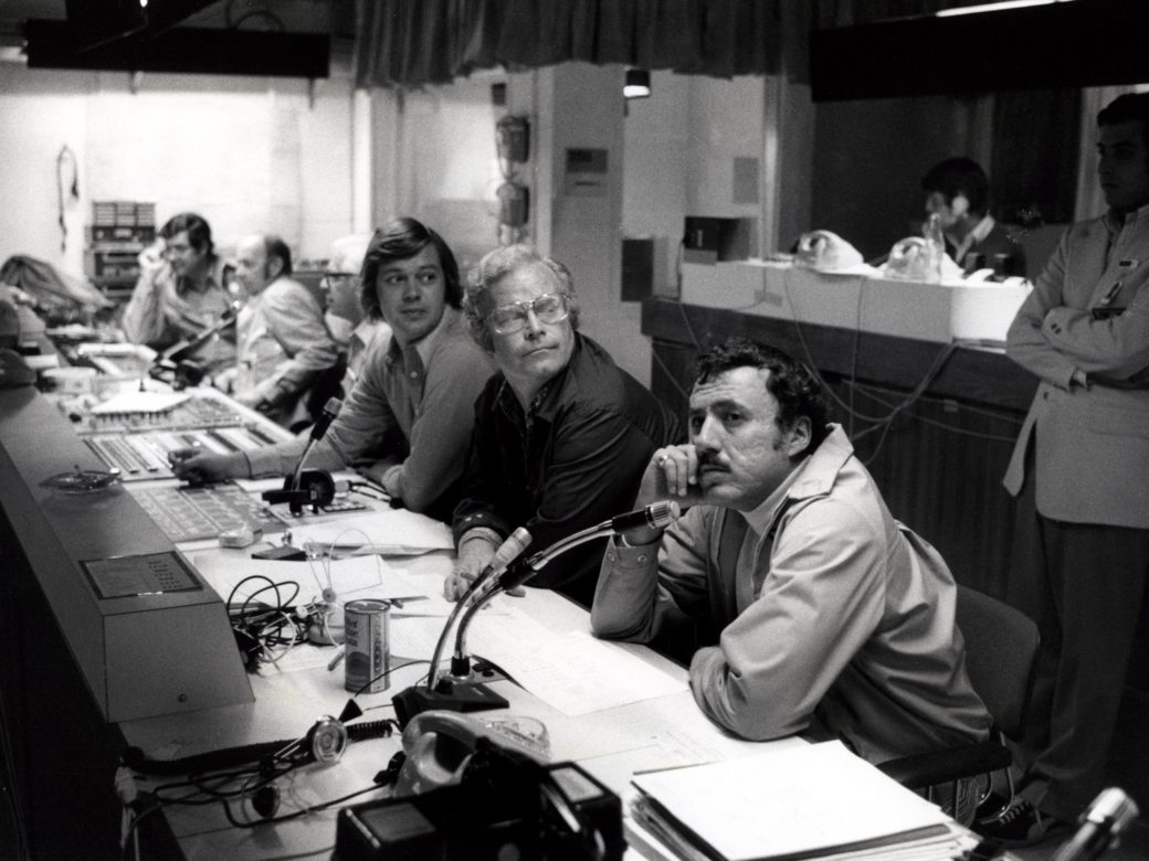 1972 Summer Olympics – (L-R) Don Ohlmeyer, Roone Arledge and Larry Kamm in the control room at the 1972 Summer Olympics – the Games of the XX Olympiad – in Munich, West Germany. (Courtesy: ABC Photo Archives)