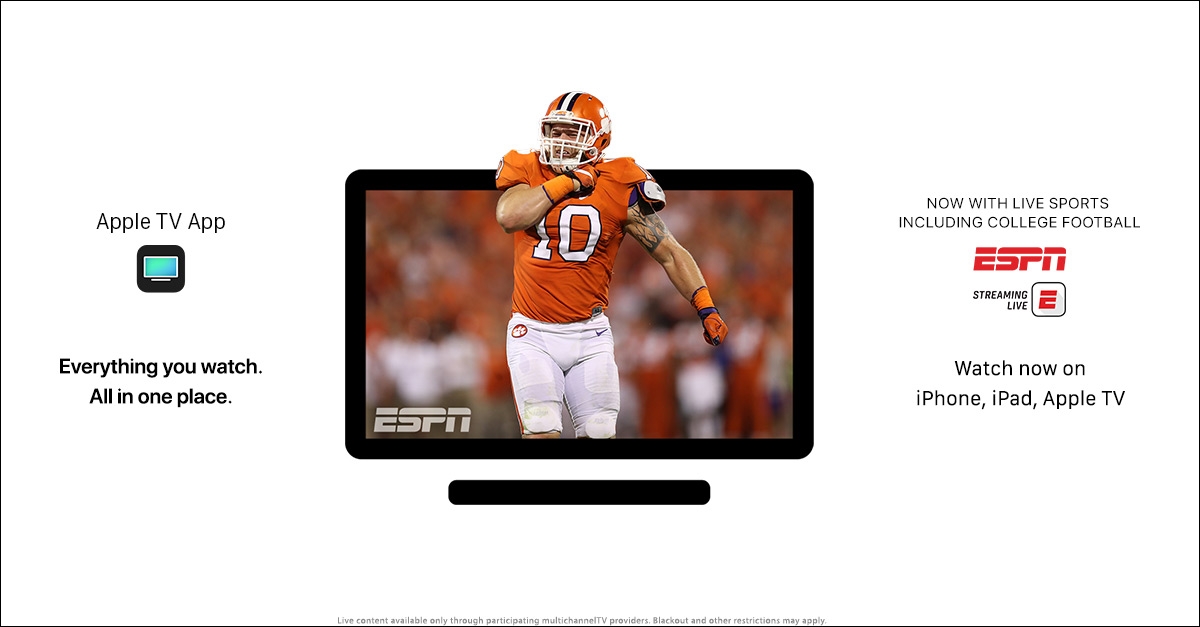 Apple TV App now supporting live sports on the ESPN App - ESPN Front Row