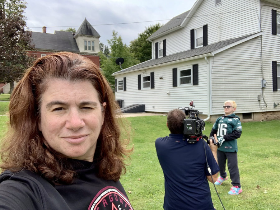 Producer Miriam Greenfield captures a videographer shooting Hamilton. (Miriam Greenfield/ESPN)