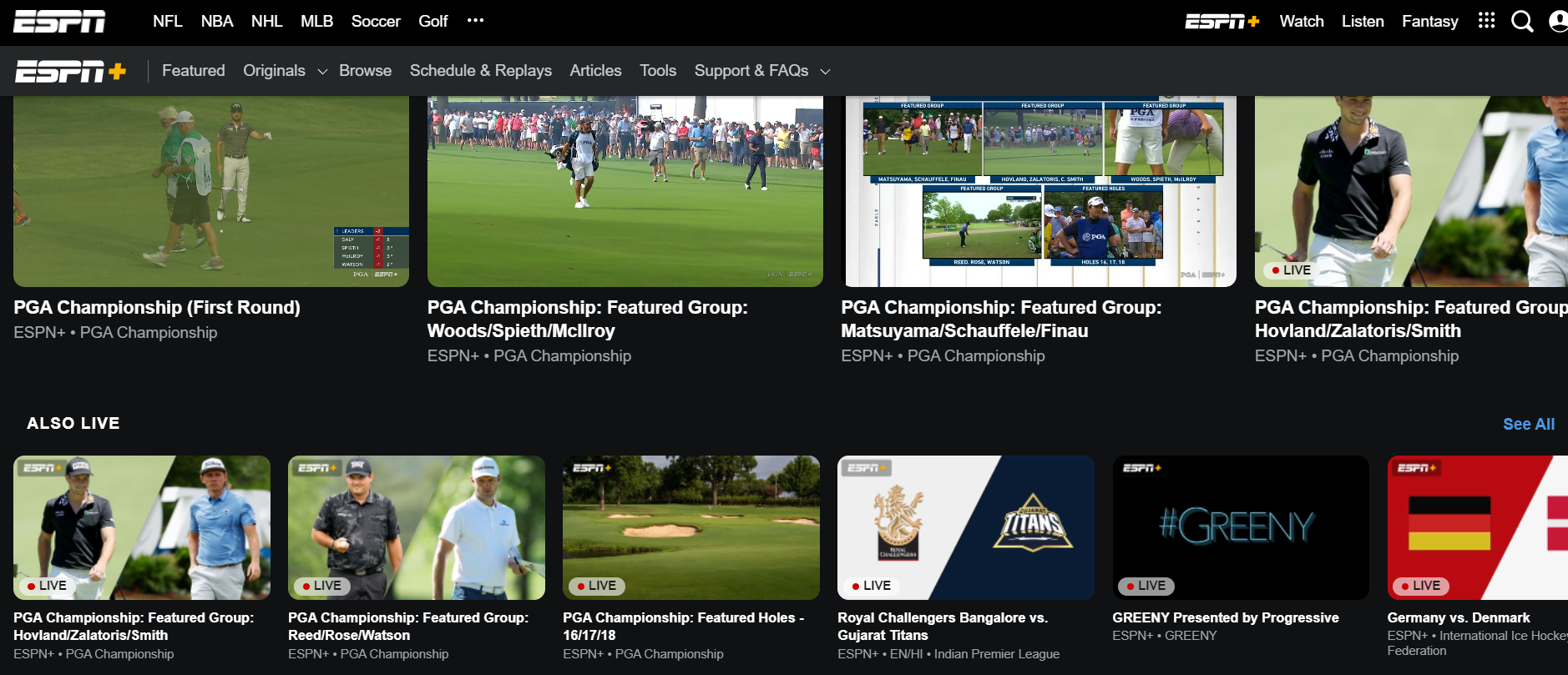 espn plus pga championship coverage