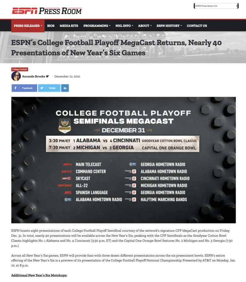 Seven College Football Conference Championship Games Set for ESPN Platforms  in Week 14 - ESPN Press Room U.S.