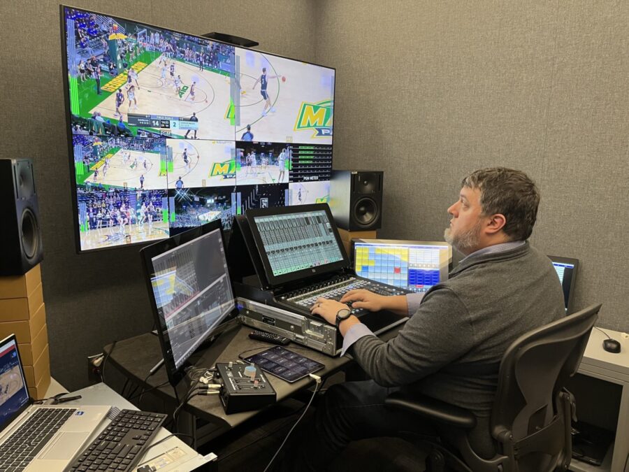 Cloud technology was deployed for the television production of the game featuring Davidson at George Mason that aired on ESPNU on Saturday, Jan.14.