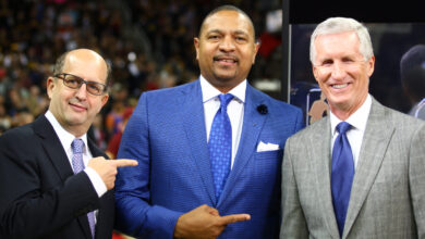 (L-R) Jeff Van Gundy, Mark Jackson and Mike Breen (Scott Evans/ESPN Images)