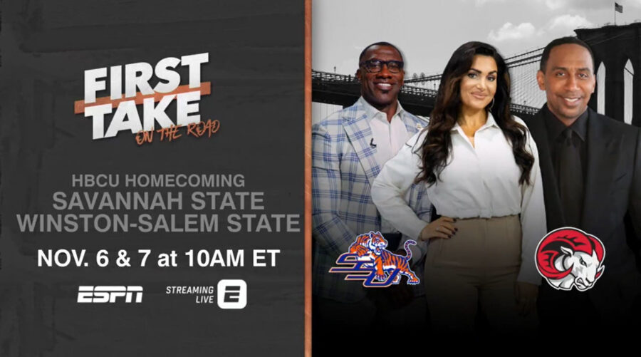 First Take will bring iconic alums Stephen A. Smith and Shannon Sharpe back to their alma maters, Winston-Salem State (Nov. 7) and Savannah State (Nov. 6), respectively. Tate explains the significance of the visits