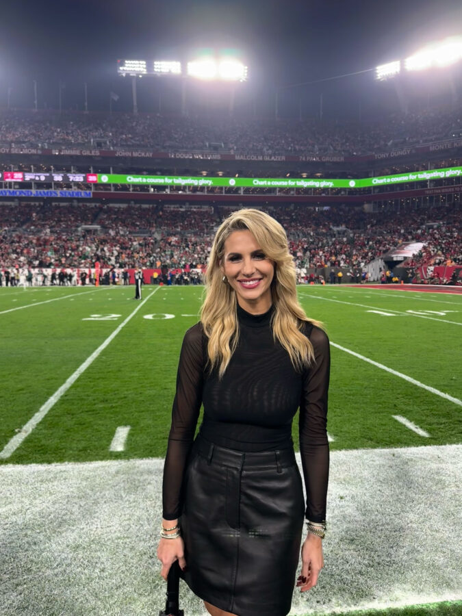 ESPN reporter and host Laura Rutledge wears many hats year-round as host of NFL Live and SEC Network’s SEC Nation, sideline reporter for select Monday Night Football and college football games, and many other things in between.