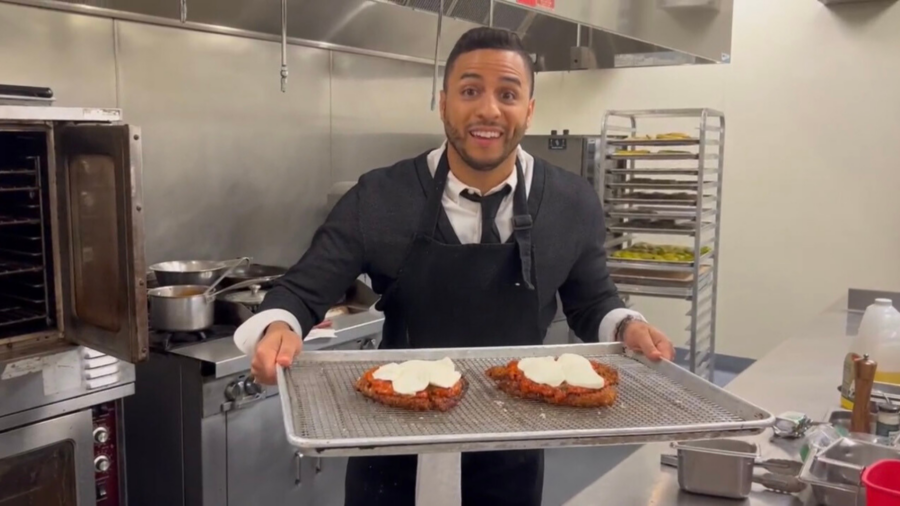 After hosting ESPN BET Live  Thursday afternoon, chef Fulghum whipped up his own chicken parm recipe in ESPN's Café  and served the crispy dish - and NHL betting tips - on The Point a few hours later.  Here's how he made it