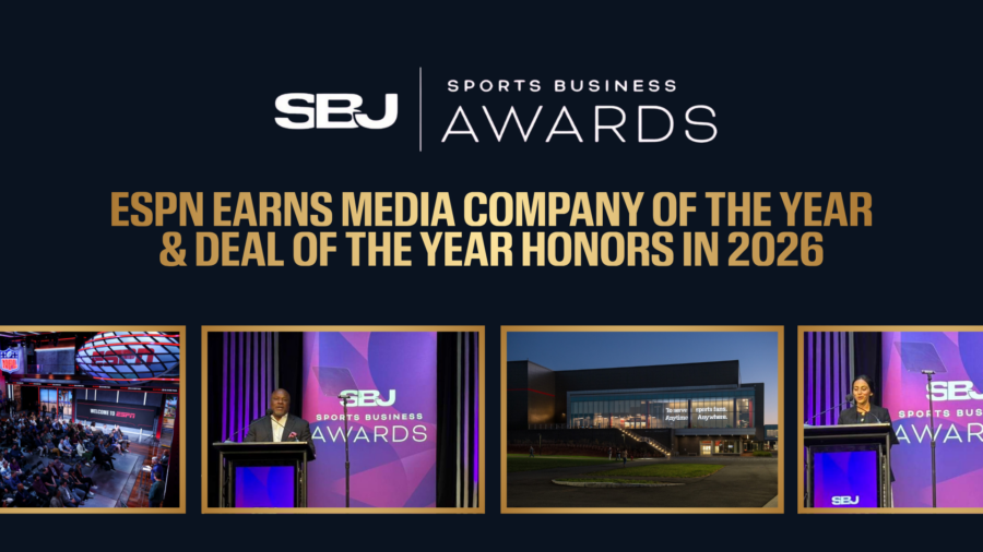 ESPN earned Media Company of the Year honors, reflecting its innovation and fan-focused growth, and — alongside the NFL— was recognized for a landmark 2025 deal acquiring key NFL Media assets