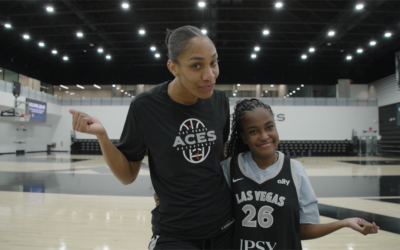 Las Vegas Aces’ A’ja Wilson with Wish Kid Khloe